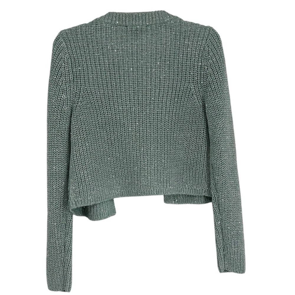 Ann Taylor Studio NWT Women's Green Shimmer Metallic Cardigan Sweater Size M - Picture 2 of 8